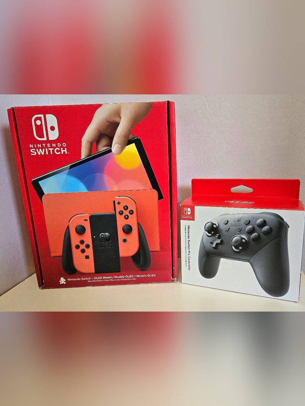 Nintendo Switch Mario Red Edition & Pro Controller **BOX ONLY**